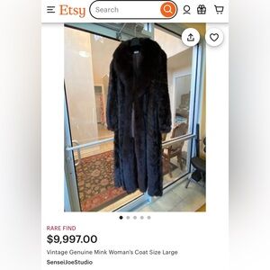 Rare Vintage Genuine Mink/fox Women's Fur Coat - Black/mahogany